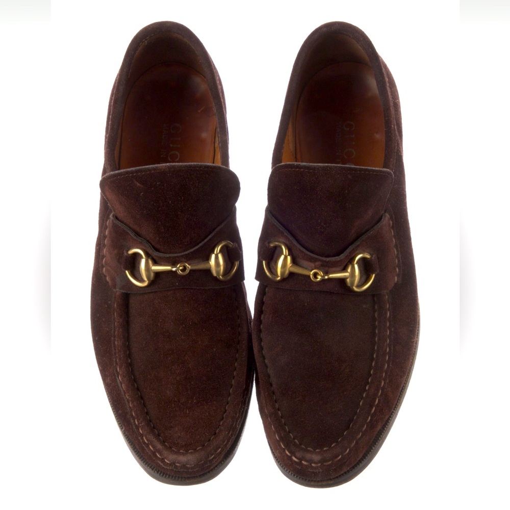 Gucci Brown Suede Horsebit Loafers